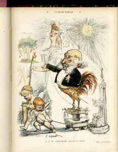Illustration af Charles Leandre (1862-1934) i Le Rire, 22/10/04 - Et storslået ægteskab - Ægteskab - Hane, Meyer Arthur - Animalisering af Charles Leandre