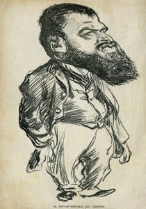Portræt af Bernard Paul dit Tristan-Bernard (1866-1947), fransk forfatter og komiker. Tegneserie af Charles Leandre (1862-1934), i "Tales of Pantruche and elsewhere" af Tristan Bernard, Petite Collection du "" Rire", Paris af Charles Leandre
