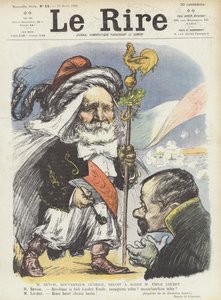 Frankrigs præsident Loubet modtaget af Algeriets generalguvernør, Paul Revoil. Illustration til Le Rire
