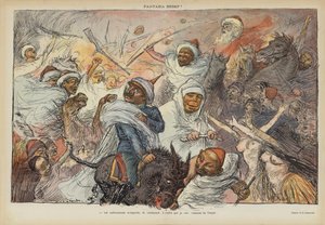 Satire over Kaiser Wilhelm IIs besøg i Tanger i 1905. Illustration til Le Rire