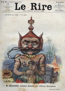 Theophile Delcasse (1852-1923), fransk politiker - Latterens Gotha, nr. XXXVI, M. Delcasse, Siamesisk udenrigsminister - Tegneserie af Charles Leandre - (6. december 1902) af Charles Leandre