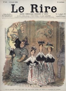 Det er første gang, i år, at vi har ført vores piger til maleriudstillingen - karikatur af Charles Leandre (1862-1934) i "" Le Rire""" den 10. august af Charles Leandre