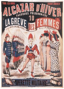 Plakat til operetten La Grêve des femmes af A. de Villebichot, 1879-1880