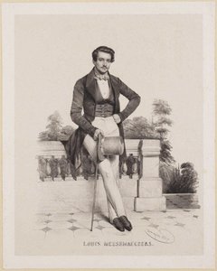 Portræt af komponisten Louis Messemaeckers 1809-1889, 1837. af Charles Louis Baugniet