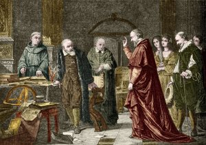 Fangenskab af Galileo Galilei dit Galilee, italiensk astronom (1564-1642), gravering efter Charles Mullers maleri af Charles Louis Lucien (after) Muller
