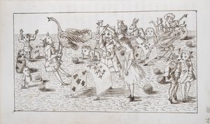 Alice og den røde dronning spiller kroket, illustration fra kapitel IV af 