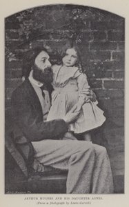 Arthur Hughes og hans datter Agnes (s/h foto) af Charles Lutwidge Dodgson