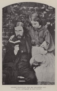 George Macdonald og hans datter Lily (s/h foto) af Charles Lutwidge Dodgson