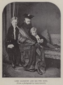 Lord Salisbury og hans to sønner (s/h foto) af Charles Lutwidge Dodgson