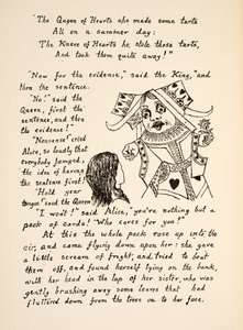 Den røde dronning siger Hold din tunge til Alice, illustration fra Alice