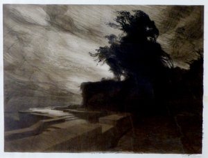 Fransk:  Le Vent - tilhører en serie på 9 litografier kaldet Cantique des créatures af Charles Marie Dulac