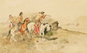 Attack on the Muleteers, ca. 1895 (blyant & wc på papir)