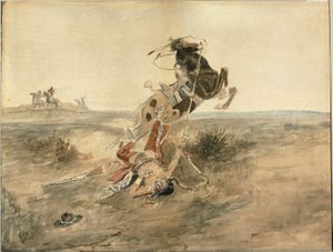 Faldet indisk kriger af Charles Marion Russell