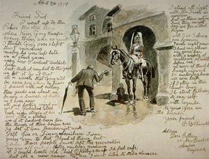 Illustreret brev, 20. april 1914 (pen & blæk og vask på papir) af Charles Marion Russell