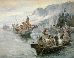 Lewis & Clark ved Lower Columbia River af Charles Marion Russell