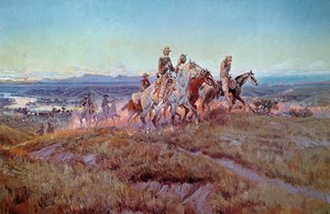 Riders of the Open Range (olie på lærred) af Charles Marion Russell