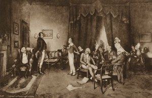 Møde mellem Robert Burns og Sir Walter Scott, Edinburgh (litho) af Charles Martin (after) Hardie
