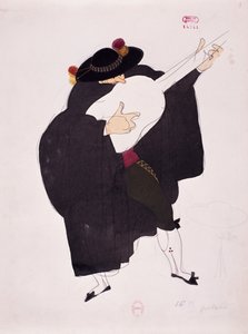 Kostume til guitaristens karakter fra Barberen i Sevilla af Gioacchino Rossini, sketch af Charles Martin (1884-1934) af Charles Martin