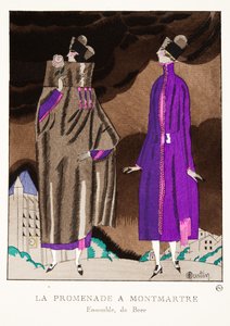 La Promenade a Montmartre, fra en samling af modeplader, 1920 (pochoir-tryk) af Charles Martin