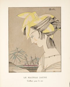 Le Madras Jaune, fra en samling af modeplader, 1920 (pochoir-tryk) af Charles Martin