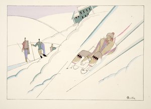 Slæde, fra Sports & Entertainment, pub. 1914 (stenciltryk) af Charles Martin