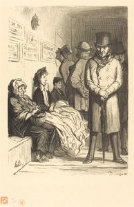 Et omnibus-ventekontor af Charles Maurand after Honoré Daumier