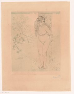 Eva læner sig op ad et træ af Charles Maurin (signed by artist)