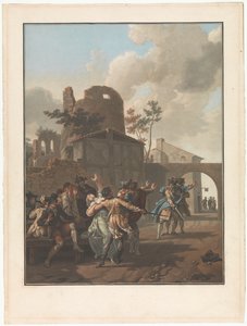 Fire scener af landsbyliv Argumentet La Rixe Fire genrescener af landsbylivet (serietitel) af Charles Melchior Descourtis