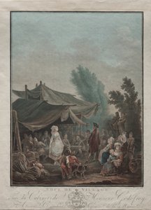 Landsbybryllup, 1785. af Charles Melchior Descourtis