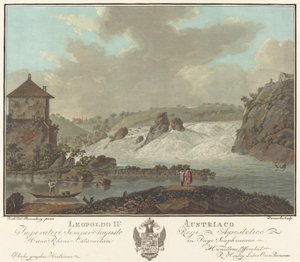 Schaffhausens fald af Charles Melchior Descourtis after Friedrich Rosenberg after Johann Heinrich Troll