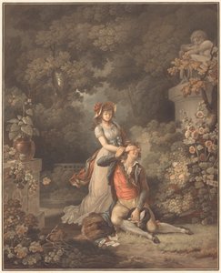 Den overraskede elsker af Charles Melchior Descourtis after Jean Frederic Schall