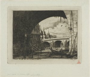 En bue af Pont Notre-Dame, Paris af Charles Meryon