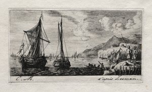 Calais - Flushing Boats, 1850. af Charles Meryon