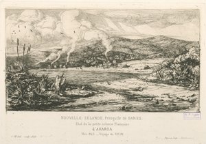 Delstaten for den lille franske koloni Akaroa, illustration fra 