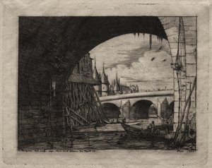 Etchings of Paris: An Arch of the Notre Dame Bridge af Charles Meryon