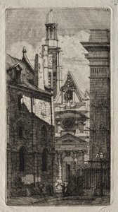 Ætsninger af Paris: St. Stephen af Bjergets kirke af Charles Meryon