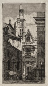 Ætsninger af Paris: St. Stephen af Bjergets kirke af Charles Meryon