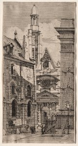 Ætsninger af Paris: St. Stephen af Bjergets kirke af Charles Meryon