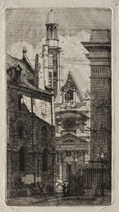 Ætsninger af Paris: St. Stephen af Bjergets kirke, 1852. af Charles Meryon