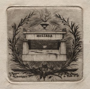 Raderinger af Paris: Molières grav på Pere Lachaise kirkegård, 1854. af Charles Meryon