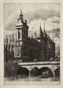 Ætsninger af Paris: Klokketårnet, 1852. af Charles Meryon