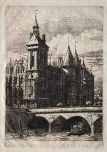 Ætsninger af Paris: Klokketårnet, 1852. af Charles Meryon