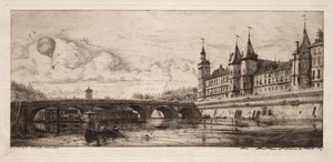 Etchings of Paris: The Exchange Bridge af Charles Meryon