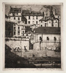 Etchings of Paris: The Mortuary, 1854. af Charles Meryon