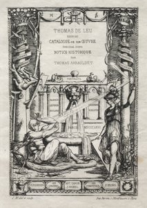 Frontispice til et katalog over graveringerne af Thomas de Leu, 1866. af Charles Meryon