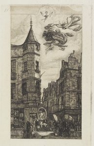 Hus med et tårn, nr. 22, 1861 af Charles Meryon