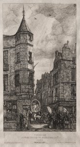Hus med et tårn, gade nr. 22 i School of Medicine af Charles Meryon