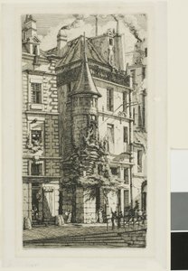 Hus med et tårn, rue de la Tixéranderie af Charles Meryon