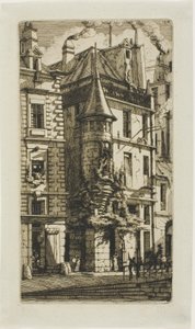 Hus med et tårn, rue de la Tixéranderie af Charles Meryon