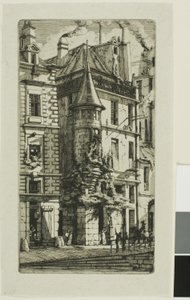 Hus med et tårn, rue de la Tixéranderie af Charles Meryon